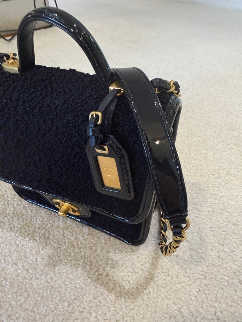 CHANEL School Memory Mini Top Handle Flap Quilted Tweed Bag - Picture 2 of 7